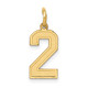 14k Small Satin Number 2 Charm LSS02