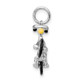 Sterling Silver Rhodium-plated Enameled Moveable Bicycle Pendant QC9548