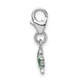 Amore La Vita Sterling Silver Rhodium-plated Polished 3-D Green Enameled Clover Charm with Fancy Lobster Clasp QCC816