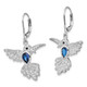 Cheryl M Sterling Silver Rhodium-plated Brilliant-cut Lab Created Dark Blue Spinel and Brilliant-cut White CZ Hummingbird Leverback Dangle Earrings QCM606
