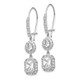 Cheryl M Sterling Silver Rhodium-plated Elongated Cushion-cut and Brilliant-cut CZ Halo Kidney Wire Dangle Earrings QCM159