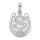 De-Ani Sterling Silver Rhodium-Plated Polished Dollar Sign In Horse Shoe Pendant QC10079