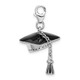 Amore La Vita Sterling Silver Rhodium-plated Polished 3-D Moveable Graduation Cap and Tassel Charm with Fancy Lobster Clasp QCC108