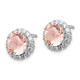 Cheryl M Sterling Silver Rhodium-plated 100 Facet Simulated Morganite and White Brilliant-cut CZ Halo Post Earrings QCM1092