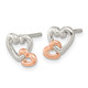 Sterling Silver Rhodium/Rose Gold-plated Polish Double Heart Post Earrings QE15646