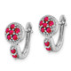 Sterling Silver Rhodium-plated Ruby Circle Hinged Earrings QE10113R