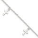 Sterling Silver Polished Cross Dangle 9in Plus 1in Ext Anklet QG4214-9