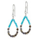 Sterling Silver Polished Iolite & Recon. Turquoise Teardrop Dangle Earrings QE13107