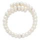 Sterling Silver Rhod-plat 6-7mm White FWC Pearl & CZ 3 Row Bracelet QG5101-7.5