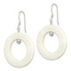 Sterling Silver Polished White Mother of Pearl Circle Dangle Earrings QE5931