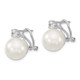 Majestik Sterling Silver Rhodium-plated 12-13mm White Shell Imitation Pearl and Clear CZ Omega Back Post Earrings QMJE123W