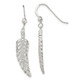 Sterling Silver Textured CZ Feather Shepherd Hook Earrings QE13486