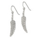 Sterling Silver Textured CZ Feather Shepherd Hook Earrings QE13486
