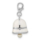 Amore La Vita Sterling Silver Rhodium-plated Polished 3-D Moveable Freshwater Cultured Pearl White Enameled Bell Charm with Fancy Lobster Clasp QCC155
