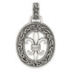 Sterling Silver CZ Antiqued Filigree Fleur de Lis Pendant QP5016
