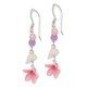 Sterling Silver Polished Amethyst, Agate, Blue Topaz, Pink CZ & Resin Flower Dangle Earrings QE1306