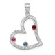 SS/Rhod-plated 3 Birthstone Heart with 14k Bezel Family Pendant QMP2/3G