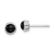Sterling Silver Rhodium-plated Polished Onyx Round Bezel Stud Earrings QE14825
