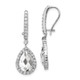 Cheryl M Sterling Silver Rhodium-plated Checkerboard-cut Pear Shaped and Brilliant-cut CZ Halo Kidney Wire Dangle Earrings QCM168