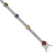 Prizma Sterling Silver Rhodium-plated 7.5 inch White and Colorful Round CZ Bracelet QG5710-7.5