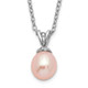 Sterling Silver Madi K Rhodium-plated Polished Pink Rice 6-7mm Freshwater Cultured Pearl Children's Necklace QH5467-14