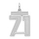 Sterling Silver/Rhodium-plated Satin Number 71 Charm QPM71