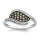 White Night Sterling Silver Rhodium-plated Champagne and White Diamond Fancy Marquise Ring QR5151-6