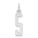 Sterling Silver/Rhodium-plated Elongated Polished Number 5 Charm QES05