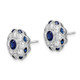 Sterling Silver RH Plated CZ and Synthetic Blue Spinel Flower Post Earrings QE14230