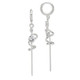 Sterling Silver Polished CZ Spiral & Chain Dangle Hinged Hoop Earrings QE4092