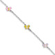 Sterling Silver Rhodium-plated Polished Multi-color Enameled Butterflies Children's Bracelet QG4961-7