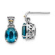 Shey Couture Sterling Silver with 14K Accent Antiqued Oval London Blue Topaz Post Dangle Earrings QTC1338