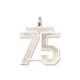 Sterling Silver/Rhodium-plated Satin Number 75 Charm QPP75