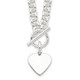 Sterling Silver Engraveable Heart Disc on Fancy Link Toggle 18in Necklace QG1149-18