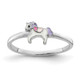 Sterling Silver RH-plated Multi-color Enameled Unicorn Children's Ring QR6816-3