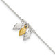 Sterling Silver Gold-tone Polished Feather 9in w/1in ext Anklet QG4216-9