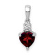 Sterling Silver Rhodium-plated Heart Garnet & White Topaz Pendant QP5118