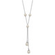 Sterling Silver Rhod-plat White FWC Pearl 9 station 2 drop 2in ext Necklace QH5475-16