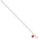 Sterling Silver Link Orange Synthetic Crystal Stone Heart Anklet QG1347-10