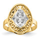 14k w/Rhodium Oval Shield and Hearts Ring R937