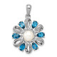 Sterling Silver Rhodium Plated Dia. and London BT Flower Pendant QP3176