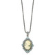 Sterling Silver Antiqued with Crystal Resin Cameo 16 inch Necklace QH787-16