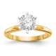14k White Gold 1/2 carat Round VS/SI GH Lab Grown Diamond Solitaire Lightweight Half-Round 6 Prong Ring KS72-1/2-YWLG