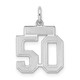 Sterling Silver/Rhodium-plated Satin Number 50 Charm QPS50