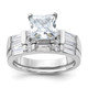 Sterling Silver Rhodium Plated CZ Engagement Ring and CZ Wedding Band Two Piece Set QR1335-7