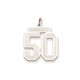 Sterling Silver/Rhodium-plated Satin Number 50 Charm QPM50