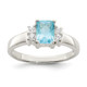 Sterling Silver Light Blue & White CZ Ring QR4412-7