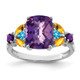 Sterling Silver Rhodium-plated Amethyst, Blue Topaz & Citrine Ring QR3207AM-10