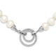 Sterling Silver RH 10-11mm White FWC Pearl CZ Clasp Adjust. Necklace QH5215-19.5