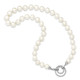 Sterling Silver RH 10-11mm White FWC Pearl CZ Clasp Adjust. Necklace QH5215-19.5